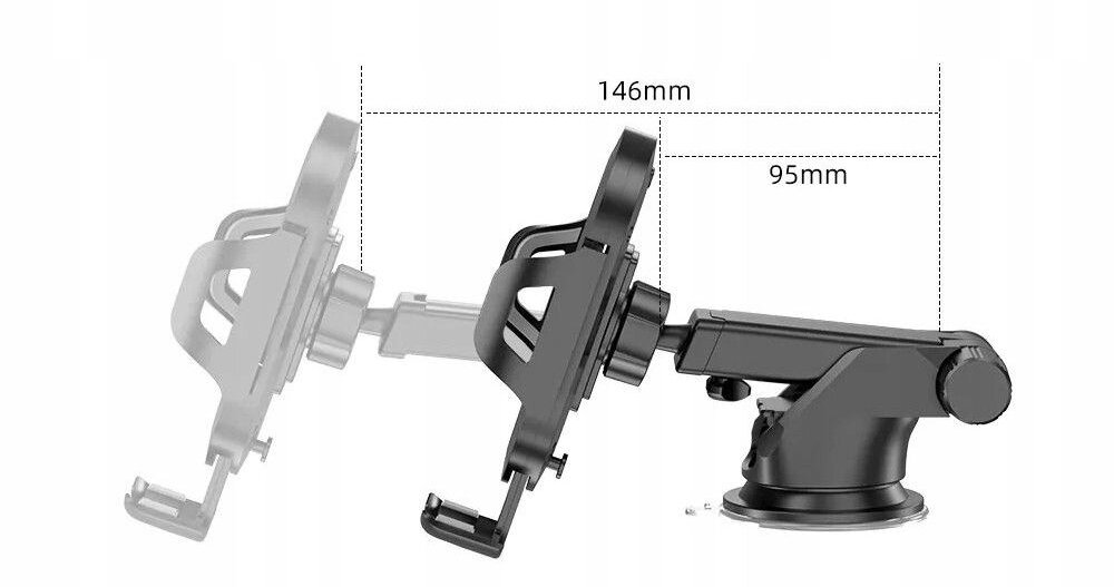 Uchwyt na telefon TECH-PROTECT Universal & Adjustable Car Mount smartfon montaż samochód szyba deska przyssawka regulacja