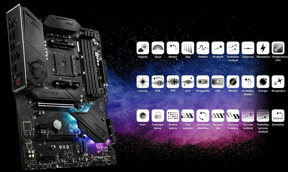 Płyta główna MSI Mpg B550 Gaming Plus - podswietlenie RGB LED