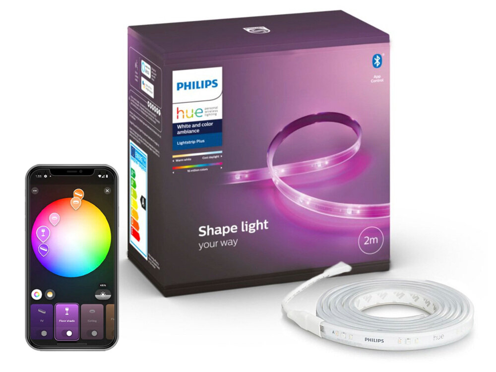 Taśma LED PHILIPS HUE 929002269101 2 m sterowanie za pomocą smartfona lub tabletu poprzez Bluetooth aplikacja mobilna Philips Hue