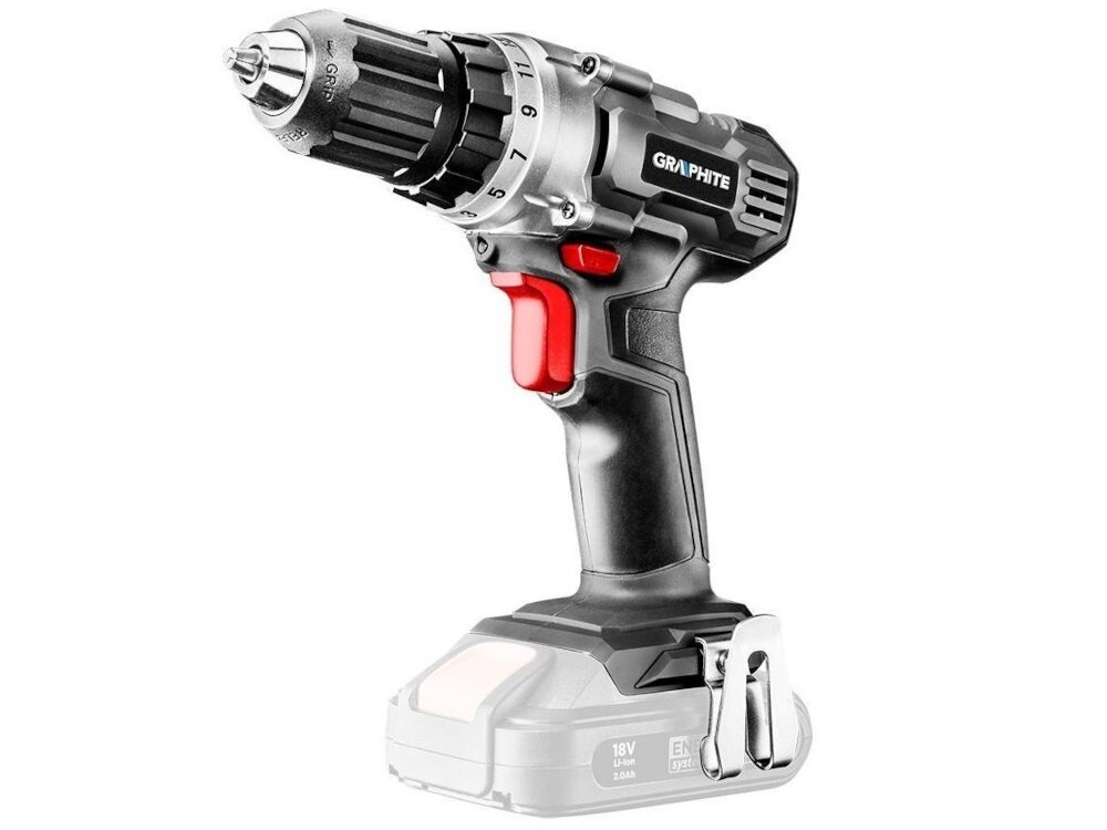 Wiertarko-wkrętarka GRAPHITE 58G000-SET1 Energy+ 2-biegowa przekładnia dobrnie prędkośći do rodzaju wykonywanej pracy dłuższy czas pracy akumulatora na jednym cyklu ładowania dłuższa żywotność