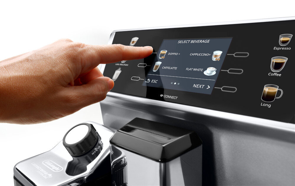 Ekspres DELONGHI PrimaDonna Class ECAM 550.85.MS 6 profili uzytkownikaInteraktywny panel sterowania