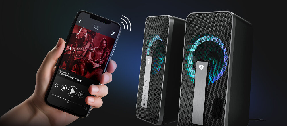Głośniki GENESIS Helium 100BT RGB technologia bluetooth