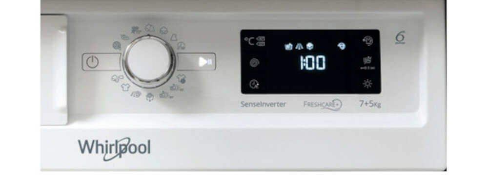 PRALKO-SUSZARKA WHIRLPOOL FFL 7238 B PL panel wyświetlacz obsługa proste użytkowanie elektroniczny wyświetlacz