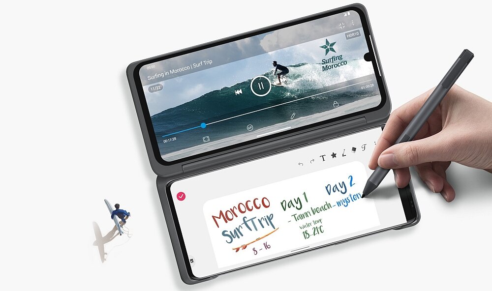 Smartfon LG Velvet 5G ekran wyświetlacz podwójny proporcje rozdzielczość