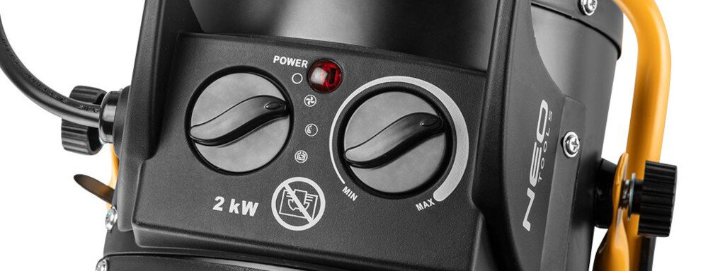Nagrzewnica elektryczna NEO 90-062 moc napięcie zasilania wydajność wymiary lekka konstrukcja waga Komfortowe użytkowanie