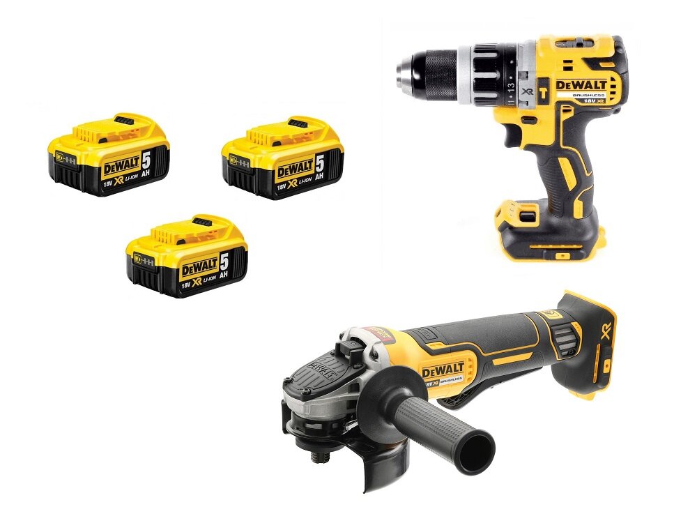 Zestaw Combo DEWALT DCK204P3T zestaw akumulatorowych narzędzi funkcyjnych urządzeń w zestawie wiertarko-wkrętarka DCD796NT szlifierka kątowa DCG405NT 3 akumulatory ładowarka DCB115P3 do profesjonalnych warsztatów