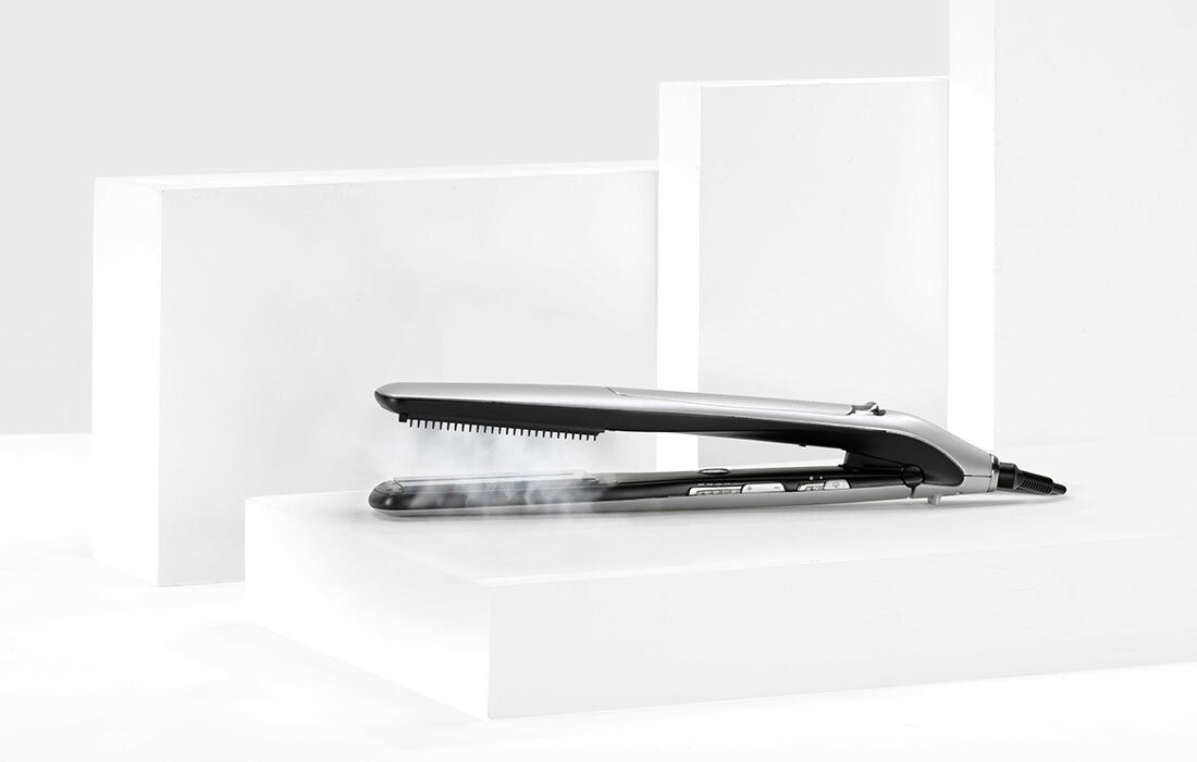 Prostownica BABYLISS ST595E parametry fizyczne ceramiczne plytki o szerokosci 39 milimetrow dlugo obrotowy kabel 2,5 metrow