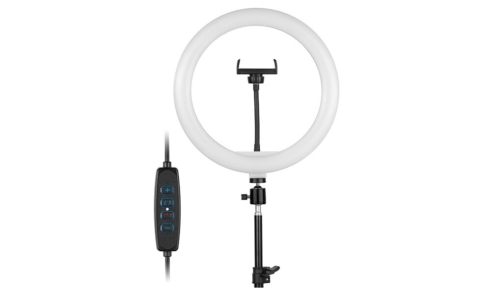 LAMPA TRACER PIERŚCIENIOWA RING 30CM Z MINI STATYWEM podświetlany pilot