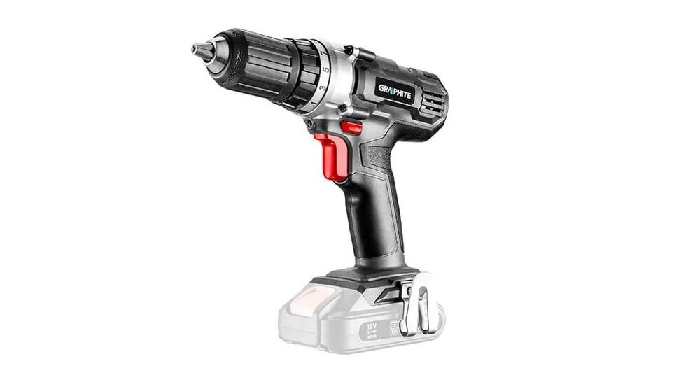 Wiertarko-wkrętarka GRAPHITE 58G006-SET2 Energy+ solidny uchwyt kompaktowa ergonomiczna konstrukcja rękojeść powleczona antypoślizgowym materiałem