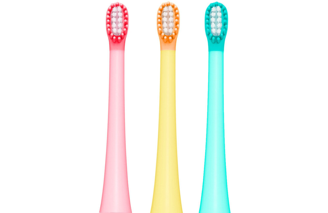 Oryginalna końcówka do szczoteczki VITAMMY Dino Różowy (4 szt.) (Zaokrąglone włosie) Delikatne włókna dla komfortu Elastyczne włókna z zaokrąglonymi końcami łagodne dla wrażliwych dziąseł wspiera zdrowy rozwój jamy ustnej minimalizuje ryzyko podrażnień