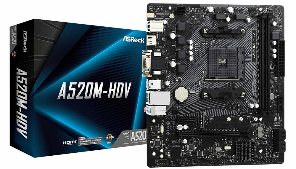Płyta główna ASROCK A520M-HDV - wygląd ogólny wysoka jakość niewielka obudowa