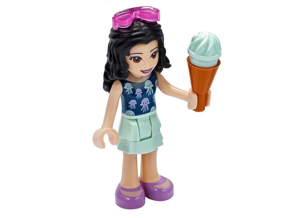 LEGO Friends Letnia kostka do zabawy Emmy 41414 minilaleczka LEGO Friends Emmy miniaturowa scena plażowej zabawy figurka tajemniczego zwierzęcia arkusz z naklejkami