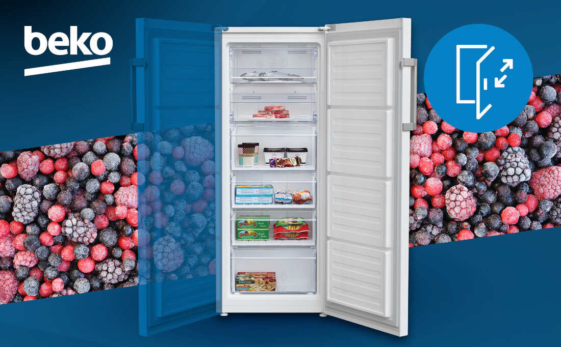 Zamrazarka BEKO FSE1073N mozliwosc zmiany kierunku otwierania drzwi wygoda komfort