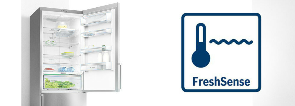 Lodówka BOSCH KGN49AIEQ Nofrost Srebrna czujniki FreshSense temperatura