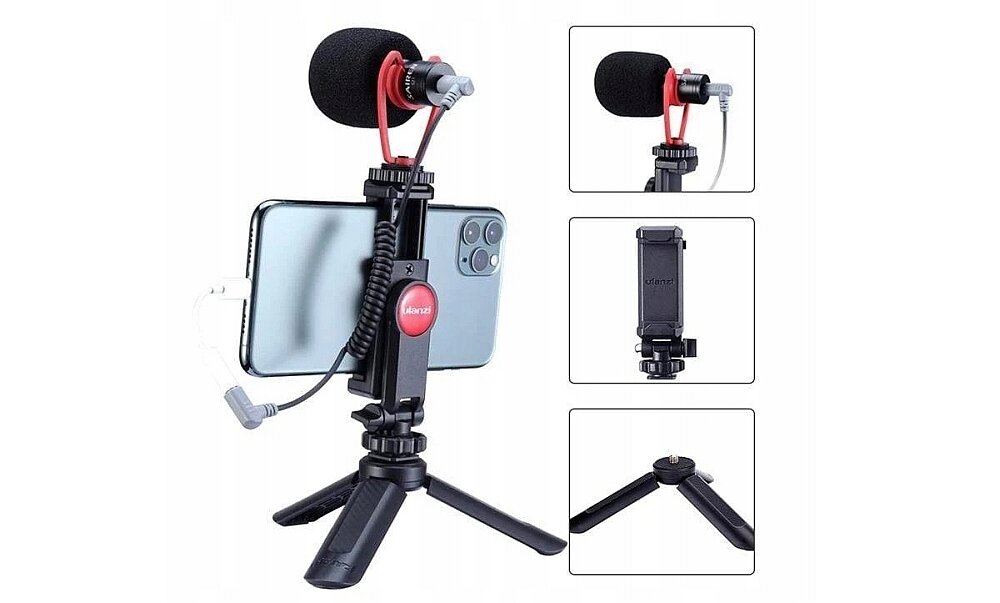 Zestaw VLOG do telefonu ULANZI Combo 1 mikrofon uchwyt statyw fotografia nagrywnie filmy youtube vlog dźwięk