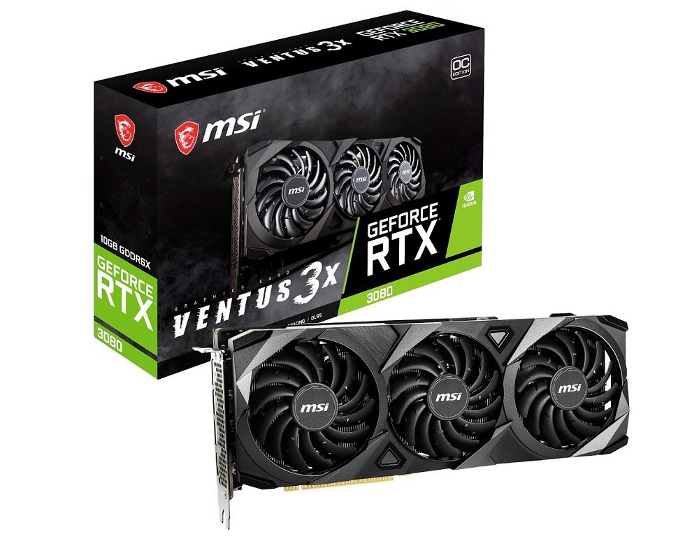 Karta graficzna MSI GeForce RTX 3080 Ventus 3X OC 10GB - opakowanie wygląd ogólny dobre parametry pracy