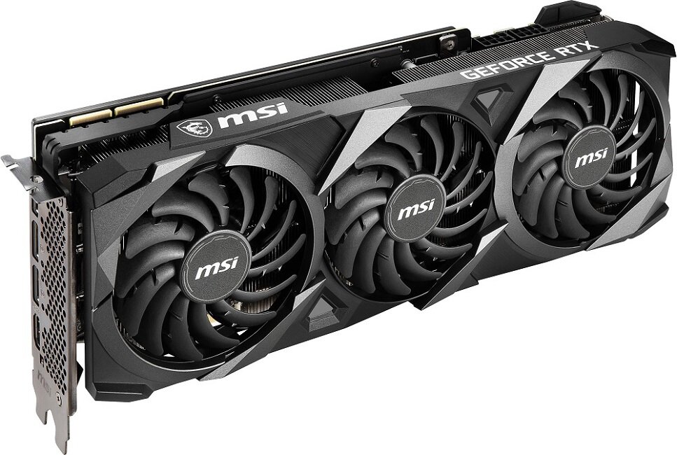 Karta graficzna MSI GeForce RTX 3080 Ventus 3X OC 10GB - układ chłodzenia trzy odrębne wentylatory efektywne odprowadzanie ciepła wyjątkowe osiągi