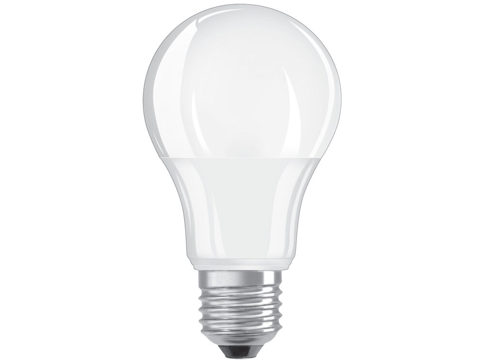 Żarówka LED OSRAM LEDSCLA60DS 9W E27 100000 cykli wlaczania i wylaczania szybki czas nagrzewania 0,0 sekundy zuzycie pradu 9 kWh na 1000 godzin pracy enerooszczedne rozwiazanie