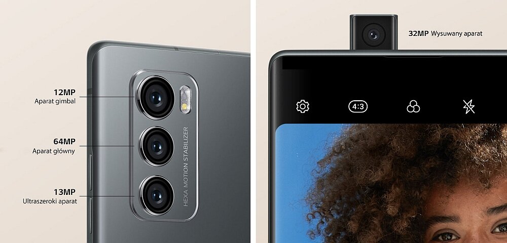 Smartfon LG Wing aparat selfie matryca rozdzielczość makro tryby obiektyw szerokokątny lampa led