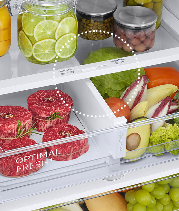 Mięso przechowywane w lodówce Samsung RB38T675EEL w komorze zero Optimal Fresh+ uzyskuje idealną temperaturę Mięso przechowywane w lodówce Samsung RB38T675EEL w komorze zero Optimal Fresh+ uzyskuje idealną temperaturę