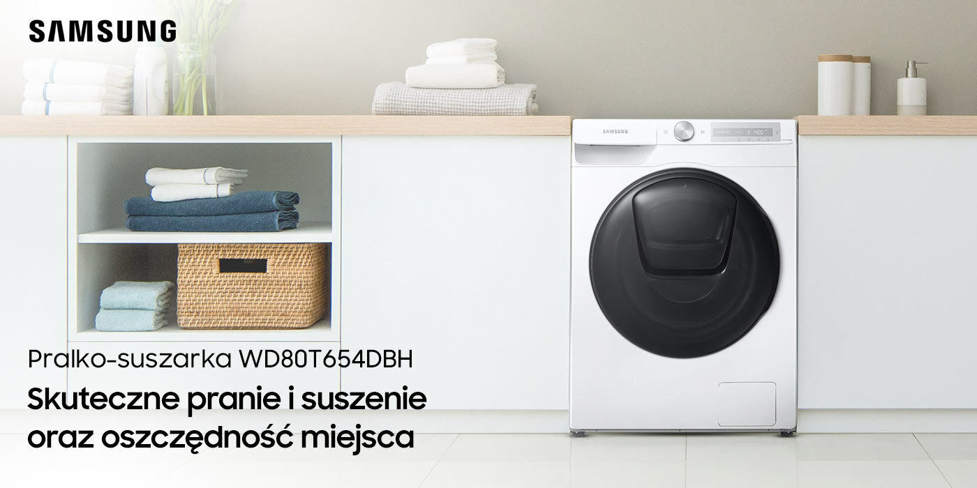 Pralko-suszarka WD80T654DBH Skuteczne pranie i suszenie oraz oszczędność miejsca Pralko-suszarka WD80T654DBH Skuteczne pranie i suszenie oraz oszczędność miejsca