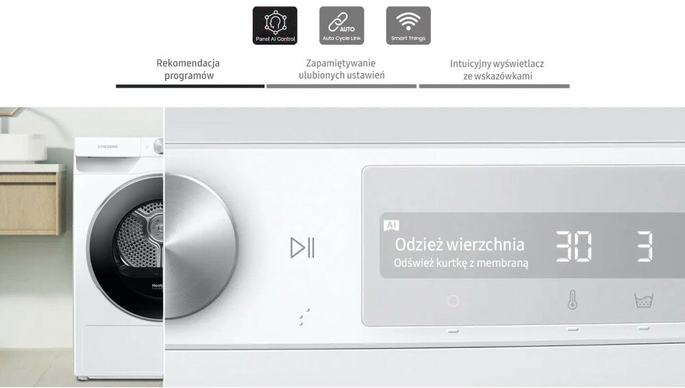 Пральна-сушильна машина SAMSUNG WD80T654DBH панель управління wifi