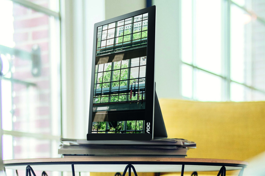 Monitor AOC 16T2 obrót wygoda komfort praca biuro podróż dom podstawka USB-C