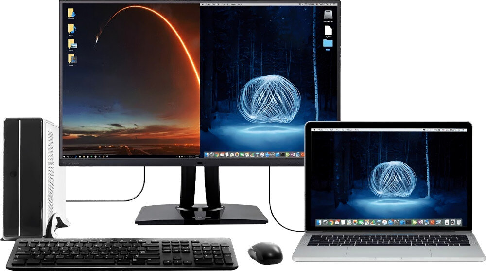 Monitor VIEWSONIC VP2785-2K (VS16528) przełącznik KVM obsługa sterowanie klawiatura mysz