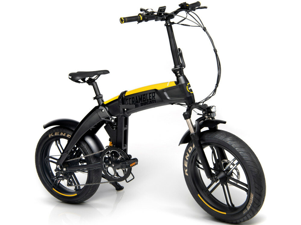Rower elektryczny DUCATI Scrambler SCR-E Sport 20 Czarno-zolty wyglad bok front