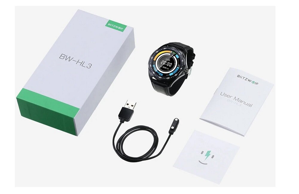Smartwatch BLITZWOLF BW HL3 Czarny aplikacja konfigurowania urządzenia złącze USB