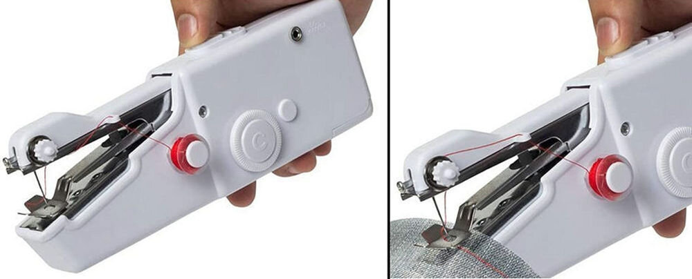Maszyna do szycia VERK GROUP Handy Stitch prosty ścieg do większości domowych napraw rotacyjny chwytacz nitki płynna bezproblemowa praca szpulki z nićmi zapasowa igła trzpień do dużych szpulek nawlekacz do igieł natychmiastowe rozpoczęcie pracy