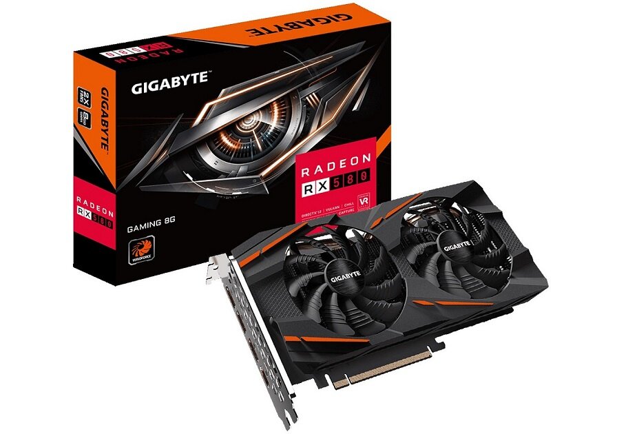 Karta graficzna GIGABYTE Radeon RX 580 Gaming 8GB - wygląd ogólny opakowanie wysoka jakość wykonania świetna wydajność