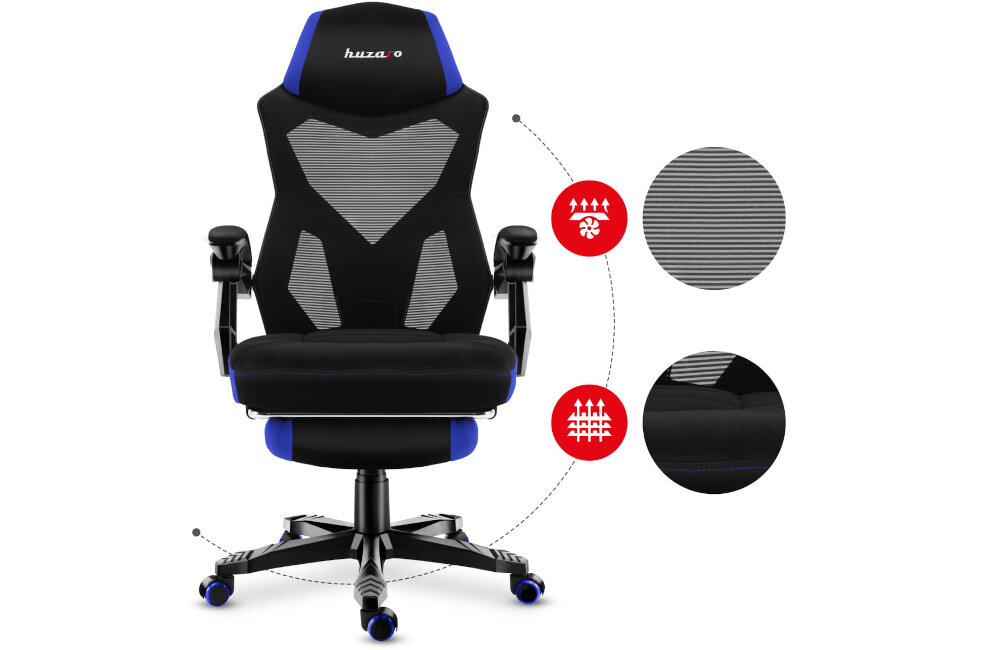 Fotel HUZARO Combat 3.0 Czarno-niebieski materiał wypełnienie