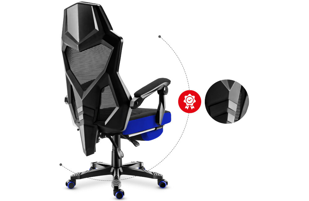 Fotel HUZARO Combat 3.0 Czarno-niebieski materiał design cyrkulacja