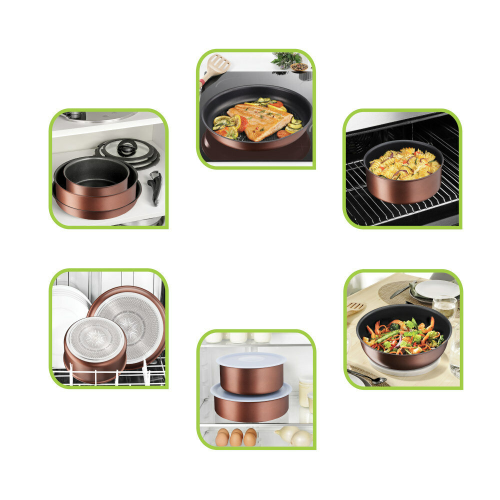Zestaw patelni TEFAL Ingenio Titanium Fusion L6839053 (3 elementy) wielofunkcyjne naczynia gotowanie smazenie zapiekanie serwowanie uchwyt