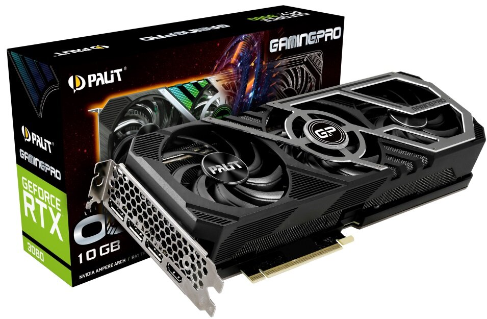 Karta graficzna PALIT GeForce RTX 3080 Gaming Pro 10GB - wygląd ogólny opakowanie akceleracja AI błyskawiczne generowanie klatek ampere nvidia rtx