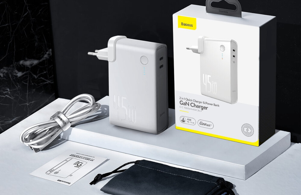 Powerbank BASEUS Power Station 2w1 10000mAh + Ładowarka sieciowa BASEUS GaN
