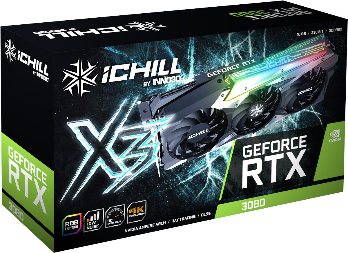 Karta graficzna INNO3D GeForce RTX 3080 iCHILL X3 10GB zawartosc opakowania