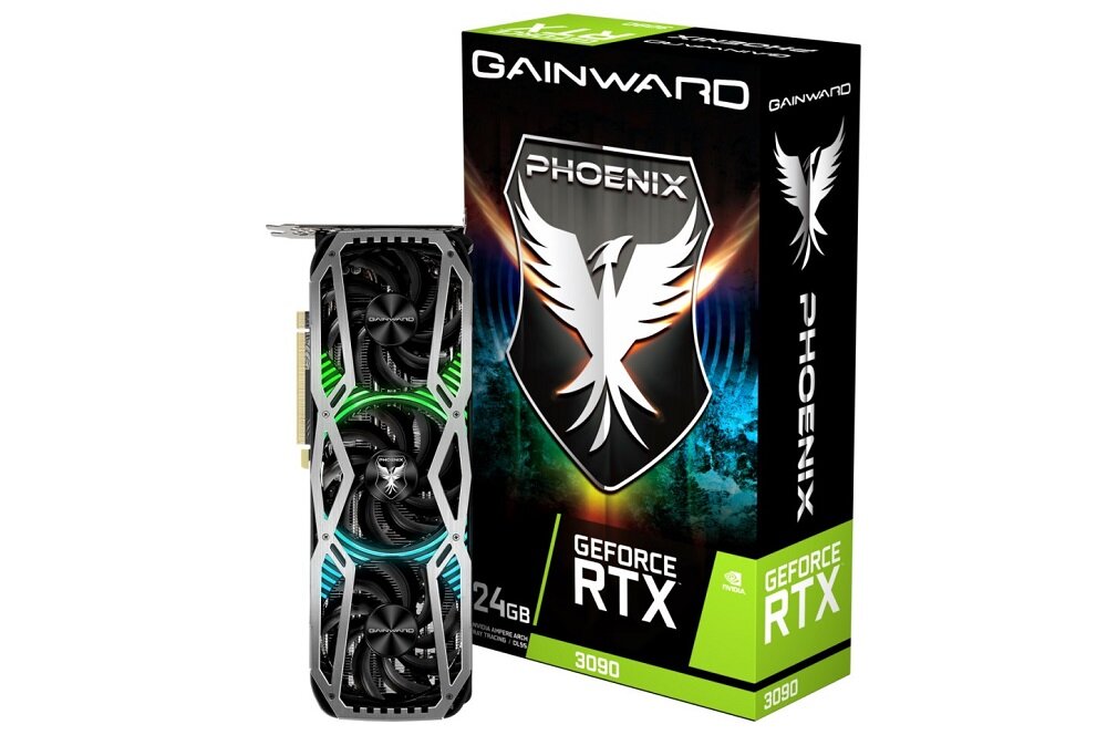 Karta graficzna GAINWARD GeForce RTX 3090 Phoenix 24GB - wygląd ogólny opakownie ostry obraz Nvidia Ampere rdzenie RT rdzenie Tensor Nvidia RTX