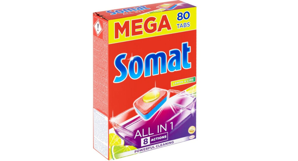 Tabletki do zmywarek SOMAT All in 1 Lemon & Lime ochrona lsniacy polysk czystosc szybsze schniecie usuwaja resztki jedzenia