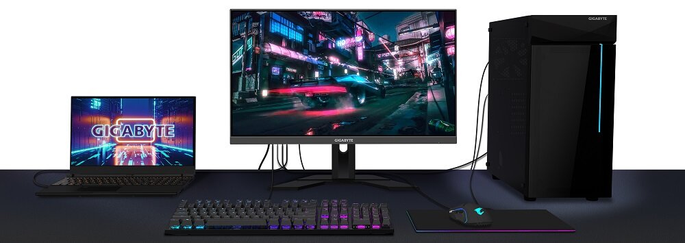 Monitor GIGABYTE M27F przełącznik KVM