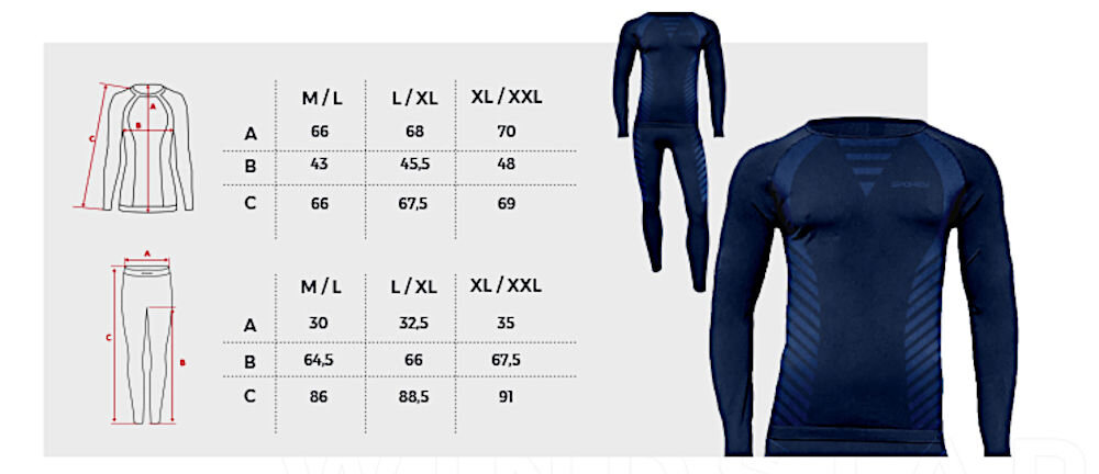 Bielizna termoaktywna SPOKEY Windstar (rozmiar L/XL) Szary rozmiar wymiary