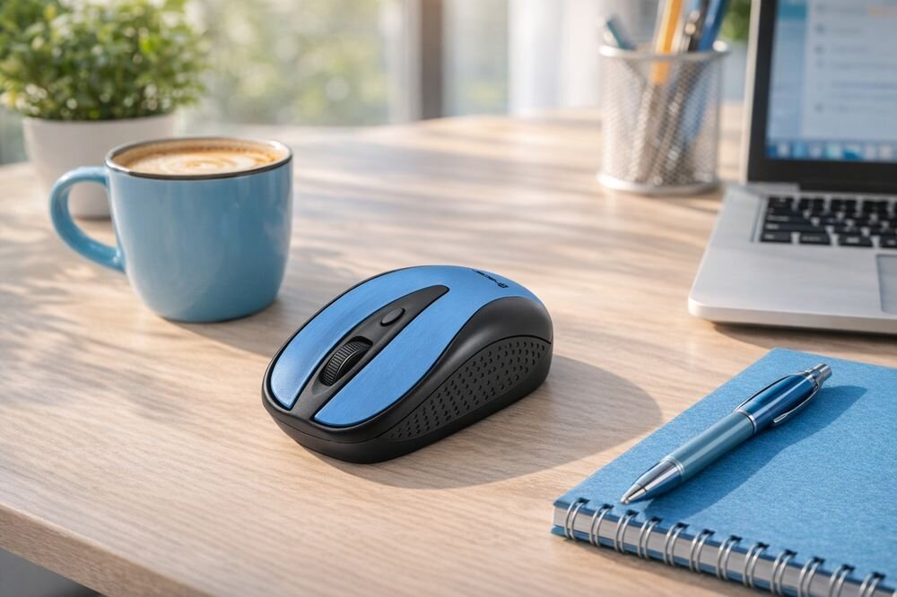 Tracer Joy II Tracer Joy II bezprzewodowa mysz komputerowa Elegancki design bezprzewodowej - mysz na blacie obok laptopa