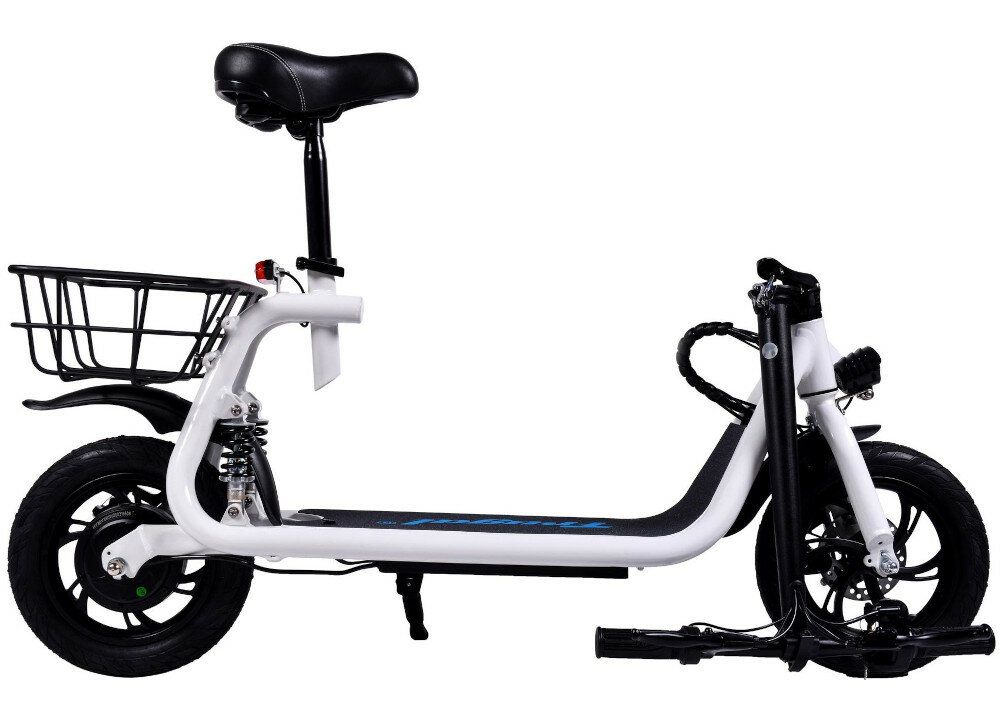 Hulajnoga elektryczna FRUGAL Spirit Bialy kosz stopka wzkaznik bateria klakson