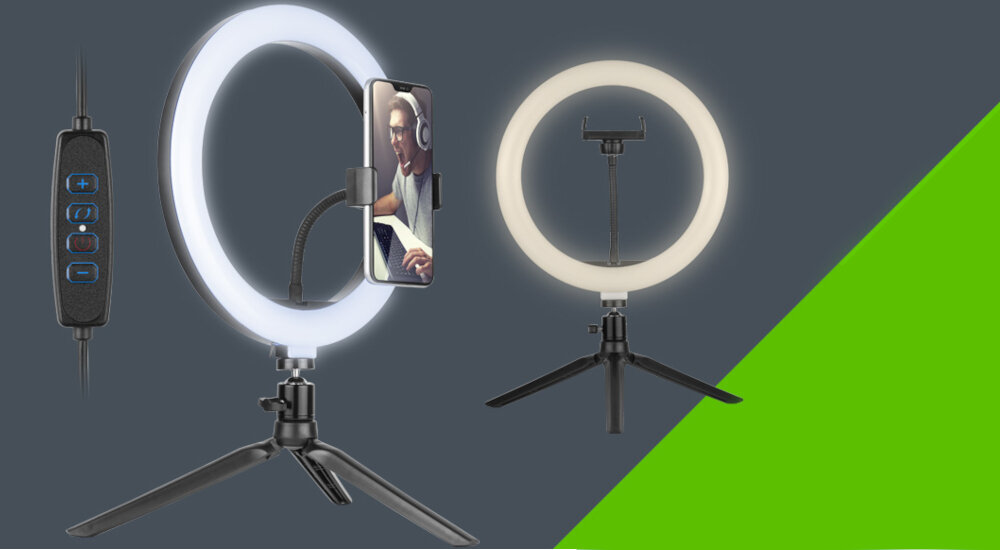 LAMPA TRACER PIERŚCIENIOWA RING 26CM Z MINI STATYWEM moc lumeny