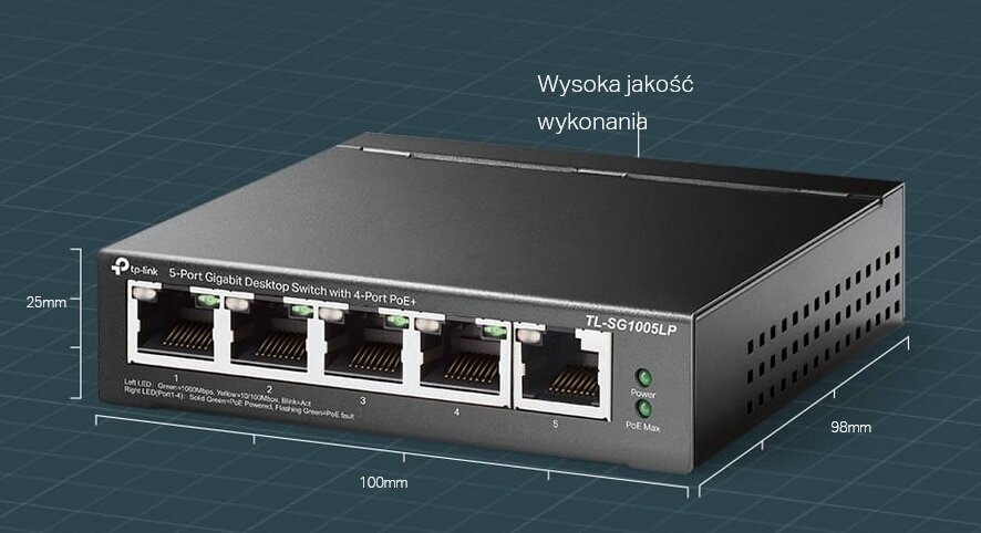Switch TP-LINK TL-SG1005LP - metalowa obudowa