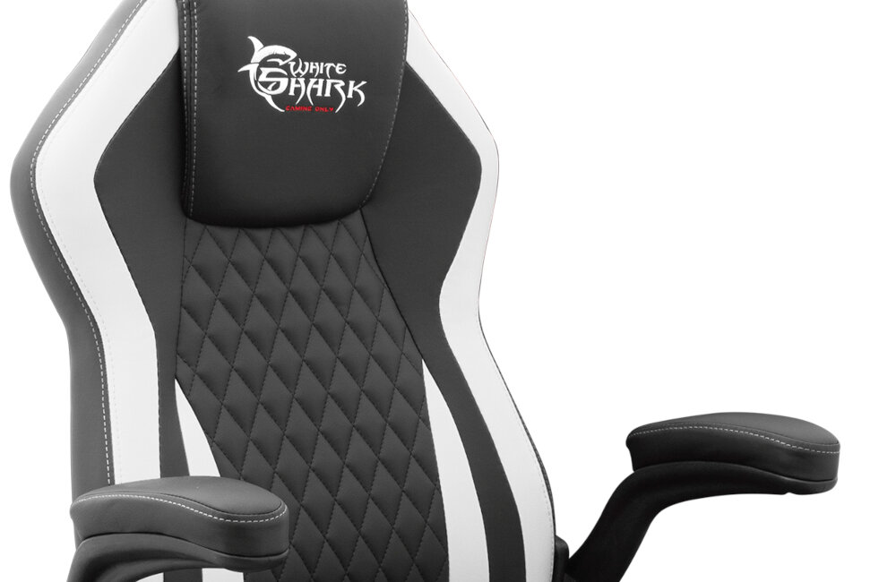 Fotel WHITE SHARK Dervish Czarno-biały oparcie