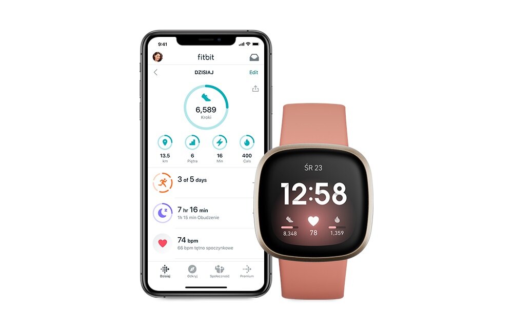 FITBIT Versa 3 koperta stal nierdzewna odporność warunki otoczenia