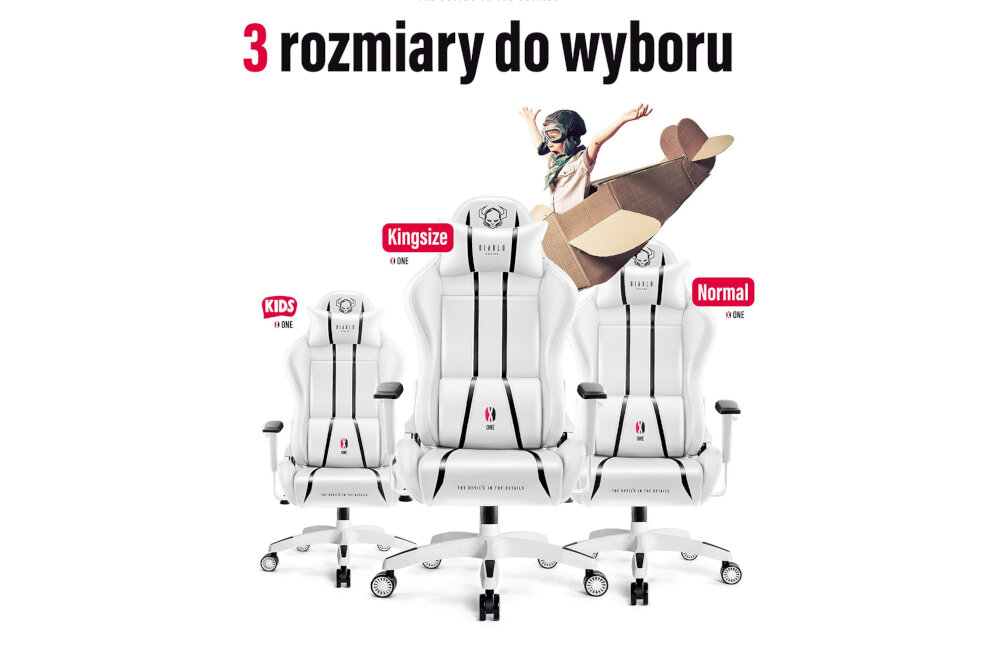 Fotel DIABLO X-ONE 2.0 Size Biało-czarny wymiary