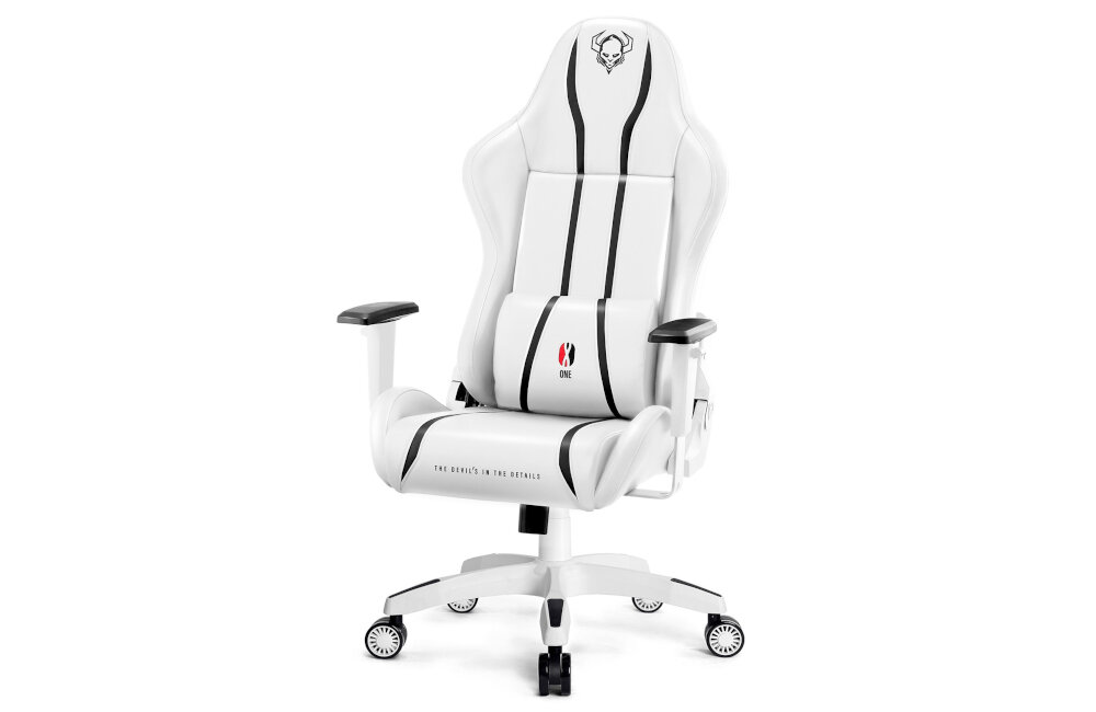 Fotel DIABLO X-ONE 2.0 Size Biało-czarny ekoskóra tkanina przeszycia